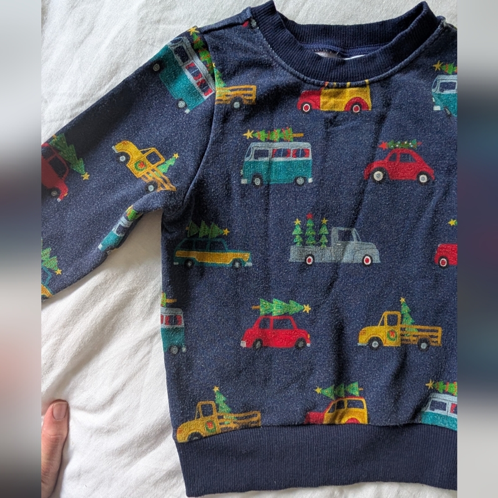 Colorful Holiday Vehicle Print Sweater